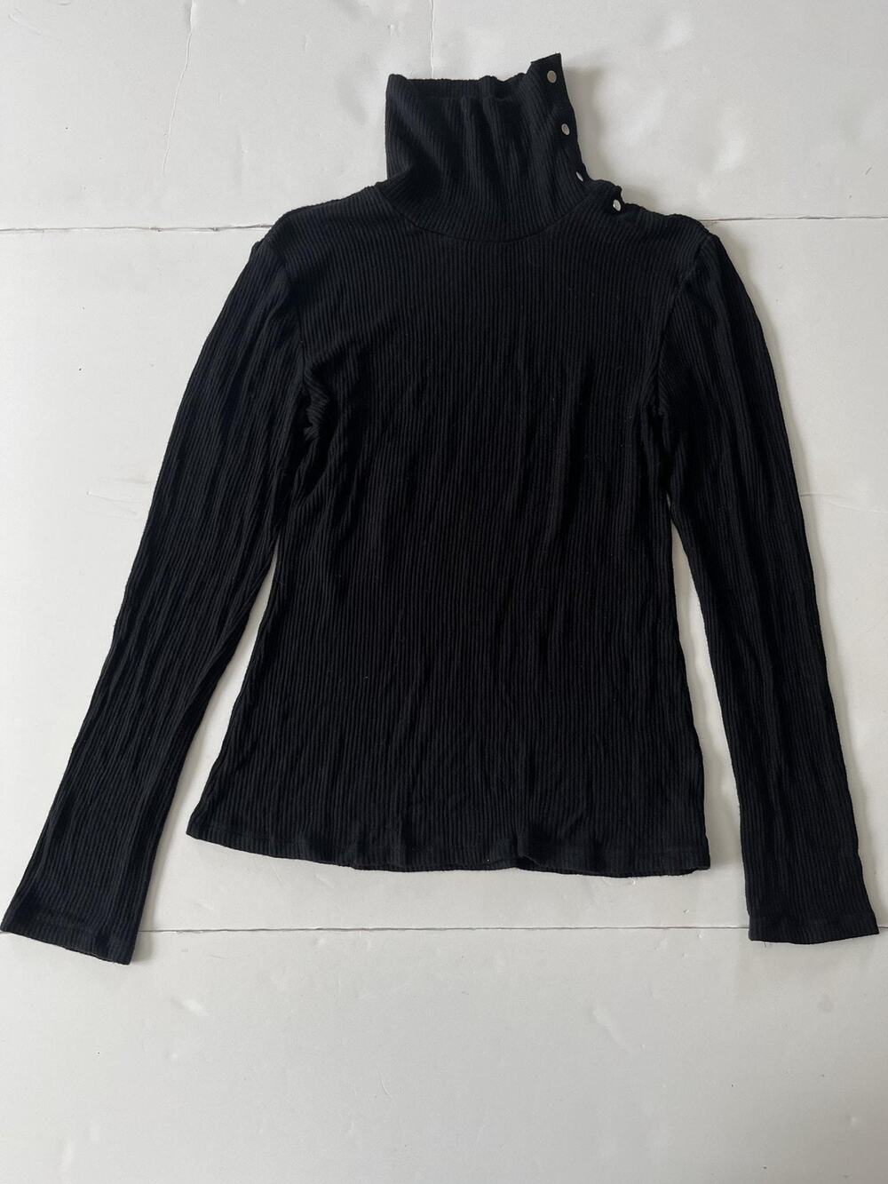 Anthropologie Dolan Left Coast Collection Shirt Women M Black Ribbed Turtleneck